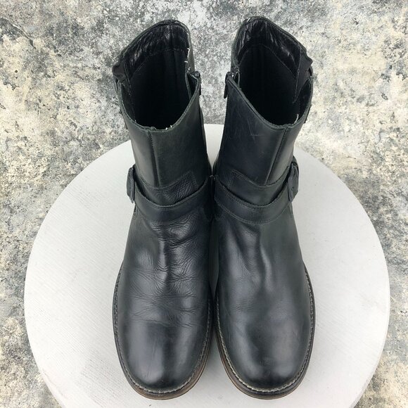 Red Tape Men's Size 11 Salisbury Buckle Black Leather Side Zip Ankle Biker Boots - Picture 3 of 13